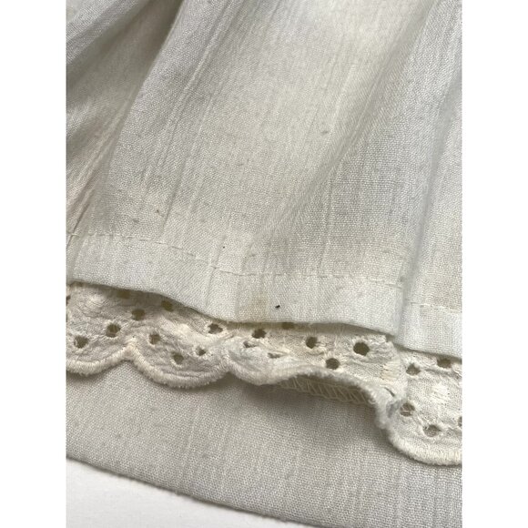 VTG 1950s GERANIO 24mos? Ivory Linen Embroidered SUNDRESS Cottagecore *Needs TLC - Picture 4 of 13
